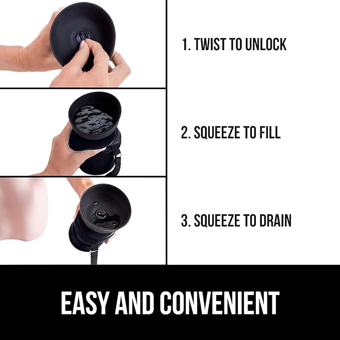 GORILLA GRIP Dog Water Bottle, Portable Water Bowl Dispenser for Dogs, 16 oz Leak Proof Pet Travel Squeeze Bottles Food Grade Silicone, Stocking Gifts for Pets to Go Puppy Essentials, Black - Image 7