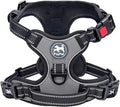 PoyPet No Pull Dog Harness Large with Front Clip & Neck Release Buckle | No Choke, Adjustable Vest, Reflective, Back Clip, Lockable, Soft Padded, Easy Control Handle for Walking Training, XL, Grey by PoyPet