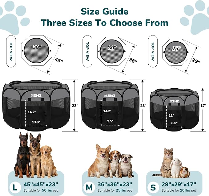 Dog Cat Small Animal Puppy Playpen Crate, Small, Dark Grey | Portable Pop Up Pet Cage Enclosure Tent Kennel Indoor Outdoor with Carrying Case, No Assembly, Camping Use - Image 2