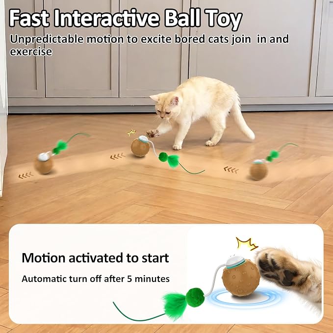 Cat Toys for Indoor Cats, Interactive Ball & 9 Holes Play Mat, Hide-n-Seek Exercise Game, Automatic Ball in Pouch, Mouse Squeaky Stimulating Toy, Motion Activated Kitten Enrichment Toys - Image 5