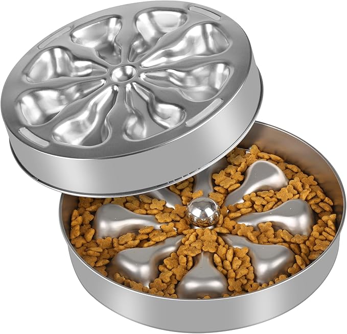 Slow Feeder Dog Bowls – Stainless Steel Non-Slip Metal Bowl for Slow Feeding, 5 Cups Large Capacity, Double-Sided Design for Dry, Wet, or Raw Food, Ideal for Small, Medium, Large Dogs by Oiwliur