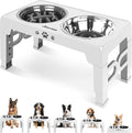 Jovrun Elevated Dog Bowls for Medium Large Size Dogs, Non-Slip Dog Feeder with 1*Stainless Steel Dishes & 1*Slow Feeder Bowl, 5 Heights Adjustable Raised Bowls to 3.15″-8.66″-9.84″-11.02″-12.2″ by Jovrun