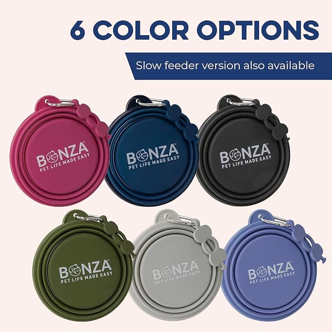 Bonza Collapsible Dog Bowls - 2 Pack, Small 12 oz, Dog Travel Accessories, Silicone Portable Dogs Bowl & Water Dish with Reinforced Rim & Carabiner for Hiking, Camping, and Car Trips, Light Gray - Image 9