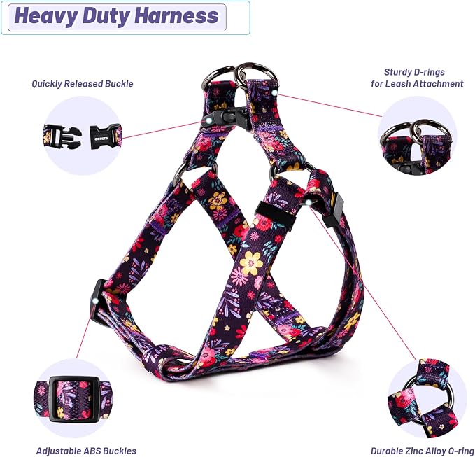 Dog Harness Leash Set Adjustable Heavy Duty No Pull Halter Harnesses for Small Medium Large Breed Dogs Back Clip Anti-Twist Perfect for Walking - Image 3