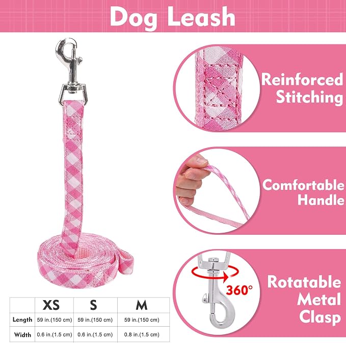 EXPAWLORER Step-in Dog Harness Small Sized Collar and Leash Set | Cute Small Dog Harness No Pull Girl, Pet Collar with Detachable Bow, Adjustable Light Puppy Vest for Dogs Cats, Pink XS - Image 6