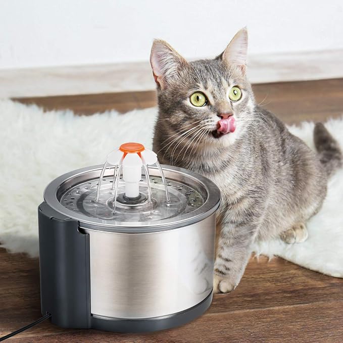 iPettie Cat Water Fountain Stainless Steel, 84oz/2.5L, 4-Stage Filtration | Ultra Quiet Metal Cat Water Fountain with LED Light & Filter for Pet, Kitty & Dog - Image 7