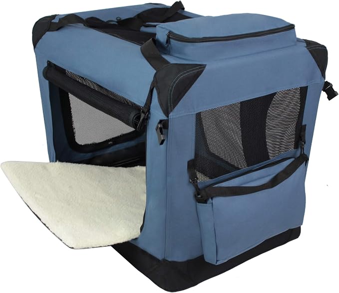 EliteField 3-Door Soft Dog Crate with Bed & Carrying Bag (2-Year Warranty) | 3 Mesh Doors, Steel Frame, Removable & Washable Crate Cover and Bed Cover, Storage Pockets, Indoor/Outdoor, Foldable - Image 2