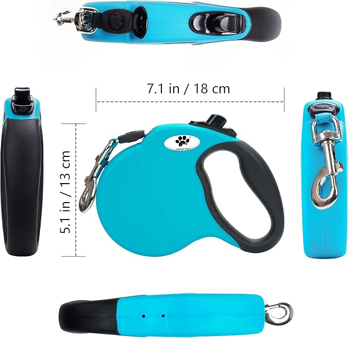 16ft Retractable Dog Leash for Large Breed Dogs up to 110 lbs with a Detachable Chew Proof Extender Wire Ropes (Blue L) - Image 3