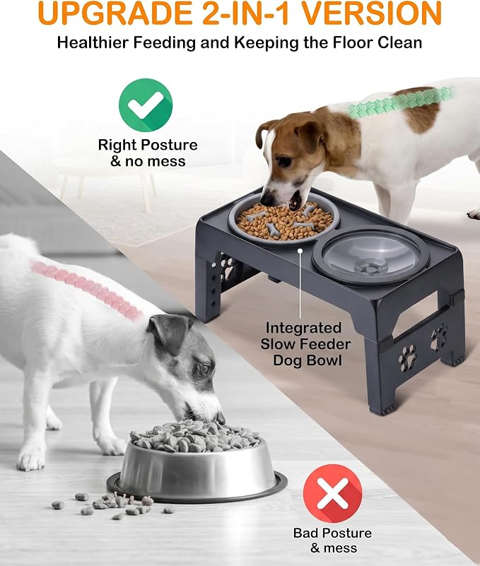 LALOBLUE Collapsible Dog Bowls Raised Elevated Adjust Stand | Elevated Dog Bowls, Dog Bowls Raised, Dog Bowls Elevated,5 Heights Adjustable Elevated Raised Dog Bowls Stand - Image 4