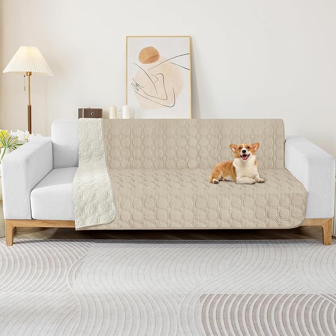 ZNSAYOTX Ultimate Cozy Blankets (40"x50") 100% Waterproof Chaise Mat Blanket for Dog Pets, Bed Couch Sofa Protector with Non-Slip Back Washable Durable, Pee Scratch Proof Easy to Clean (Khaki) - Image 2