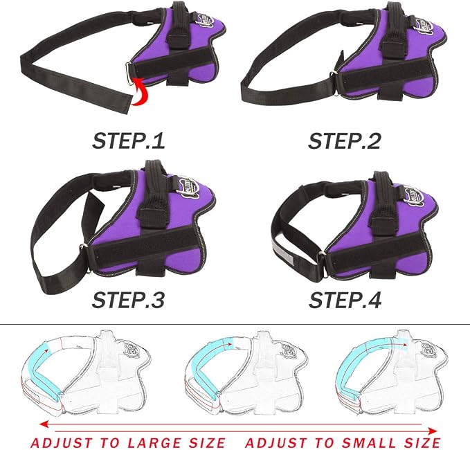 Dog Harness, No-Pull Reflective Dog Vest, Breathable Adjustable Pet Harness with Handle for Outdoor Walking - No More Pulling, Tugging or Choking (Purple, M) - Image 3