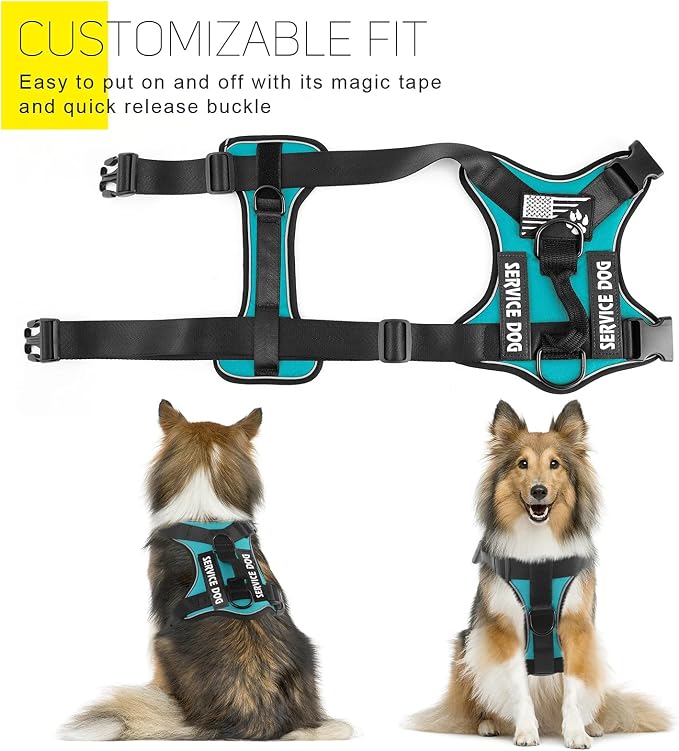 Service Dog Harness, Reflective Dog Vest Harness with 5 PCS Patches, Adjustable Soft Oxford Pet Harness, Inner Layer Mesh, Easy to Control for Dogs - Image 3