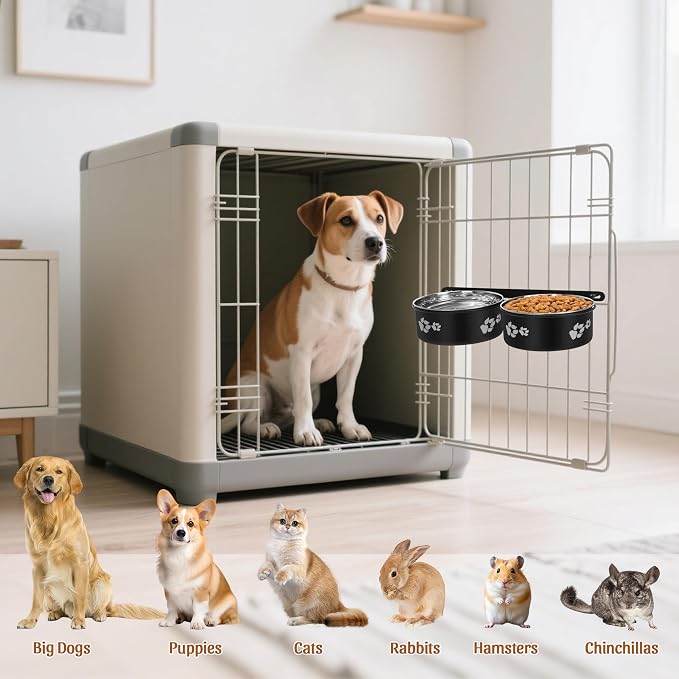 No Spill Dog Crate Water Bowls, 40oz Stainless Steel Dog Food and Water Bowl Set for Large/Medium/Small Pets, Detachable Hanging Pets Bowls for Cage, Kennel, Crate(Black) - Image 6