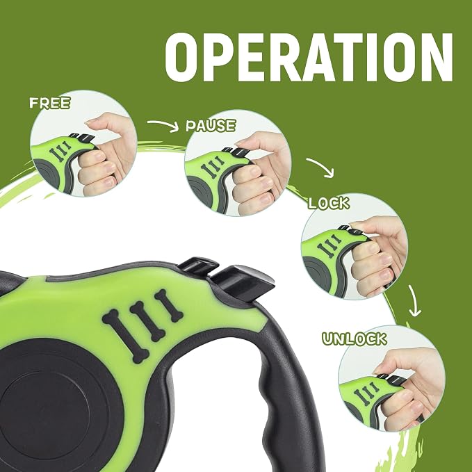 Retractable Dog Leash Automatic Telescopic Tractor Dog Tape | Pet Tape 10/16 FT Durable and Convenient, with Folding Bowl, Dispenser, Rubbish Bags, Suitable for Small and Medium Dogs - Image 4