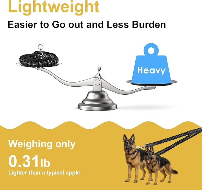 MingXpet 2 Dog Leash, Dog Leash for 2 Dogs, 360° Swivel No Tangle Double Walking Training Leashes for Large Dogs that Pull, Comfortable Shock Absorbing Reflective Bungee, Black - Image 6