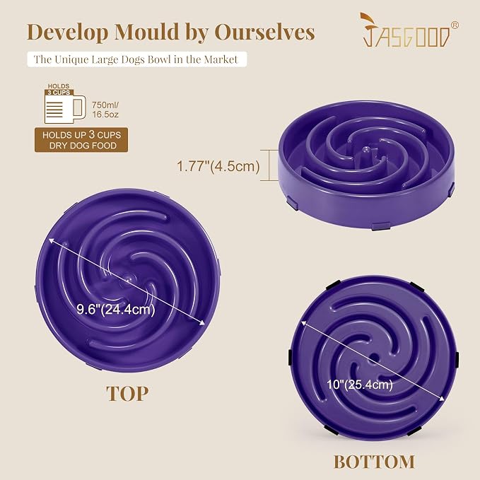 JASGOOD Slow Feeder Bowl for Large Dogs, Anti-Gulping Pet Bowl, Prevents Bloat & Choking - Image 7