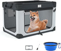 30 Inch Travel Soft Dog Crate Black&White with Personalized Signature Card | Waterproof and Easy to Clean，Home & Car Use，Soft Blanket and Foldable Bowl,Storage Bag,Signature Card,Portable for Camping by Unknown