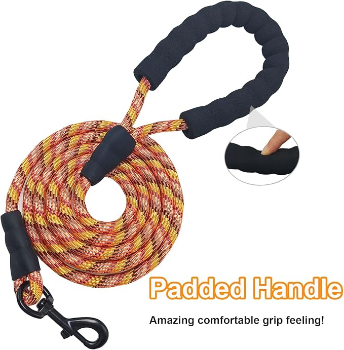 MayPaw 6ft Rope Dog Leash for Large Medium Dogs Soft Handle Dog Lead | 1/2-In Thick Lead, Soft Padded Handle Strong Nylon Pet Leash, 15+ Colors (1/2" * 6', Colorful) - Image 3