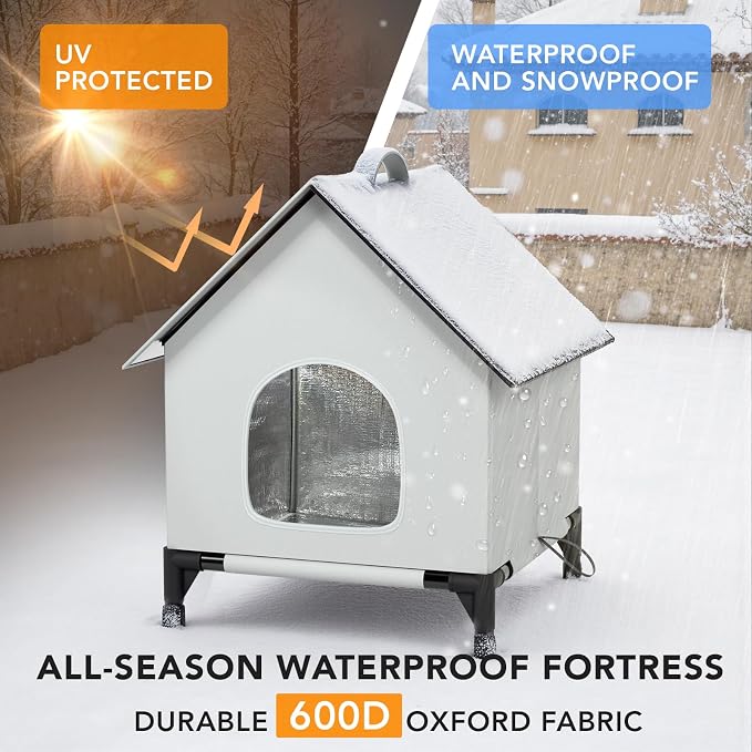 Large Cat House for Outside&Indoor,Insulated and Weatherproof,Foldable Cats Shelter, Bigger Cat House, Selfwarming Cat Shelter Large Cave Bed for Winter,Garden(22 x 22 x 26 inch,XL,Normal) - Image 6