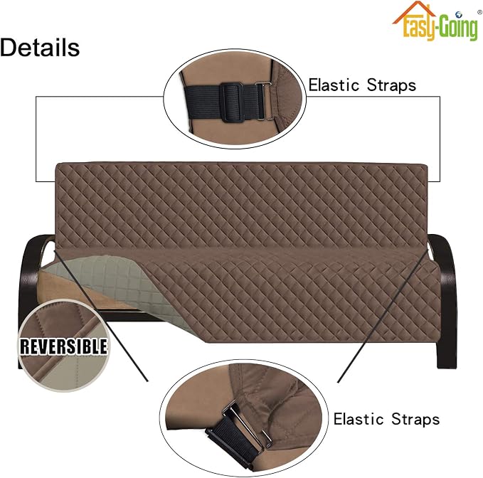 Easy-Going Reversible Couch Cover, Large Futon Sofa, Brown/Beige | Machine Washable Slipcover For Dogs, Water Resistant Furniture Mat For Living Room, Non-Slip Sofa Cover, Pet Friendly - Image 3