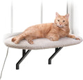 K&H Cat Window Perch, Heated Kitty Sill, Safety Listed, 24x14in, Fleece | Orthopedic Cat Window Hammock Bed Holds 40LBS, Washable Cover, Heated Kitty Windowsill Bed Seat for Indoors, Cream Fleece by KHPetProducts