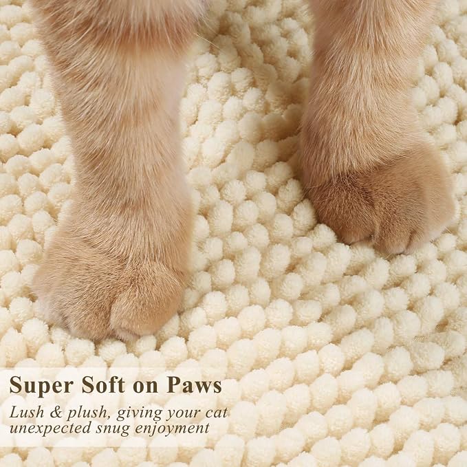 VIVAGLORY Cat Litter Mat Softgrip Litter Trapping Mat, 35"× 25", Beige | Litterbox Rug Box Catcher for Indoor & Floor, Easy Clean Washable Less-Mess Waterproof for Cat - Image 3