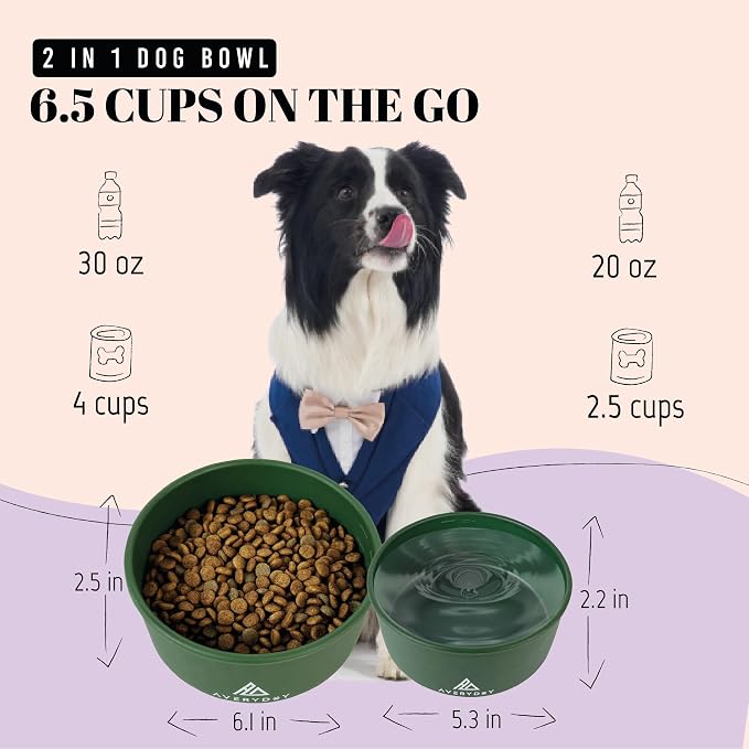 AVERYDAY 50 Oz Travel Dog Bowls with Lids, 2-in-1 Portable Pet Bowls for Food and Water, Leakproof Travel Dog Food & Water Bowl for Outdoor, Camping, Travel Dog Feeding Bowl, Daycare Pet Bowls - Image 3