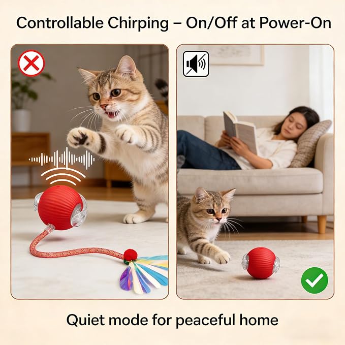 Interactive Cat Toy Ball, Smart Moving Pet Toy for Cats & Dogs | cat toys for indoor cats | speedy tail 2.0 cat toy|cat teaser toy|interactive motion activated cat toys| stimulating cat toys - Image 4