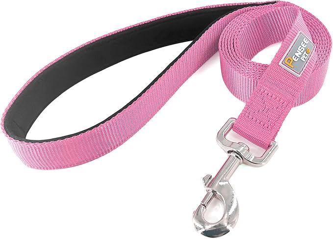 6 FT Reflective Dog Leash for Medium Dogs,Pink | Padded Handle,Metal D-Ring,Heavy Duty Nylon Webbing, for Walking & Training - Image 3