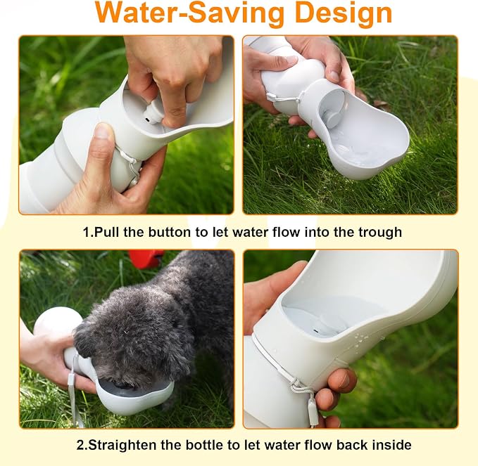 Dog Water Bottle,Portable Water Bowl for Dog,Collapsible Food Grade Silicone,Travel Pet Water Bottle for Outdoor Walking, Hiking, Camping,Gray - Image 3