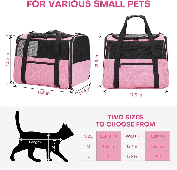 JUNGYOUN Premium ​Cat Carrier - ​Pet Carrier for Cat & Small Dogs up to 15lbs - ​Airline Approved Travel Dog Carrier with Anti-Escape Zippers, Collapsible Travel Bowl & Padded Strap - Image 7