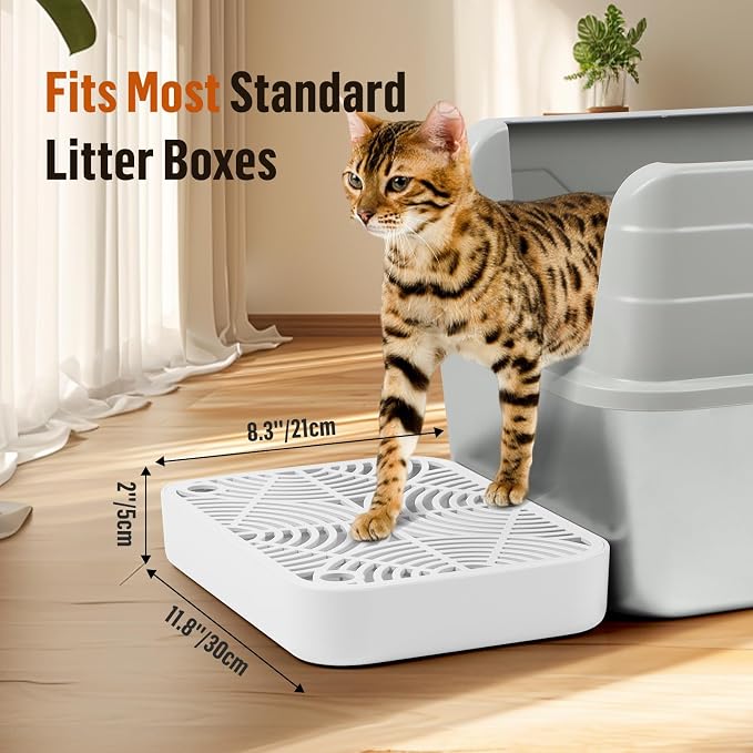 Cat Litter Box Step Non-Slip Cat Step with Filter Function,White | Double Layer Litter Box Ramp for Kitten & Elderly Cats, Litter Catcher for Automatic Cat Litter Box, Easy to Clean - Image 2