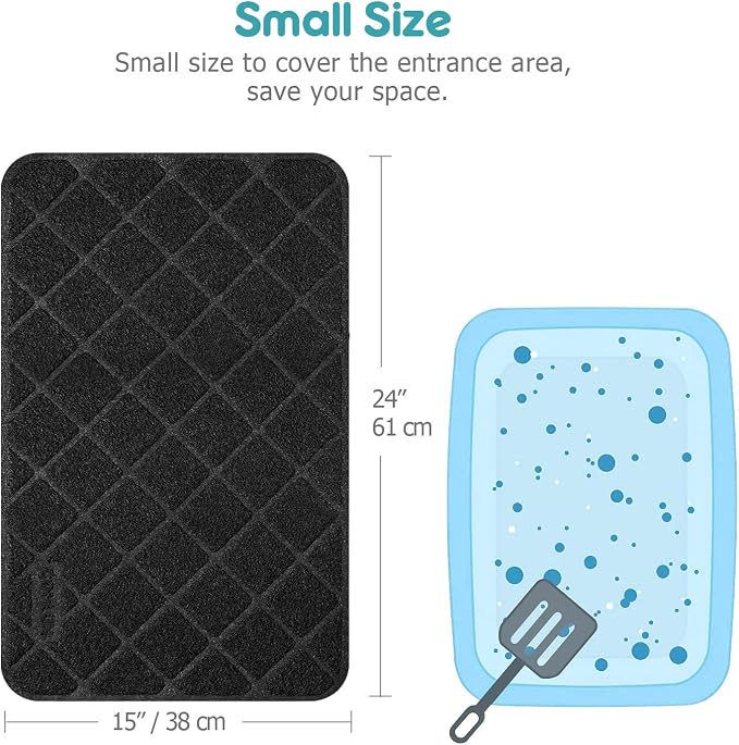 Conlun PVC Cat Litter Mat 24" x 15" Inch Black, Non-Slip, Less Waste Cat Litter Box Mat, Soft on Kitty’s Paws, Urine Waterproof - Image 2