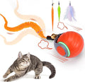 BABORUI Interactive Cat Toy Ball - Automatic Interactive Cat Toys for Indoor Cats with 3 Tails, 2 Speeds Rechargeable Enrichment Toys for Small/Medium/Large to Keep Them Busy (Orange) by BABORUI