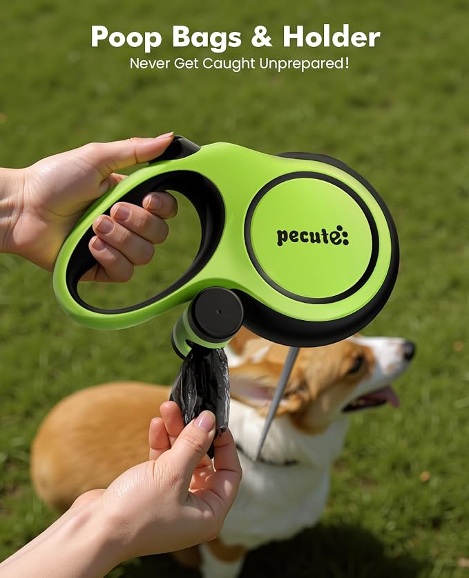 Pecute Retractable Dog Leash 26ft for Large Dogs with Poop Bag Holder | Heavy Duty Retractable Dog Leash for Strong Puller for 33-110 lbs, Anti-Slip Soft Grip, Reflective, 360° No Tangles - Image 7