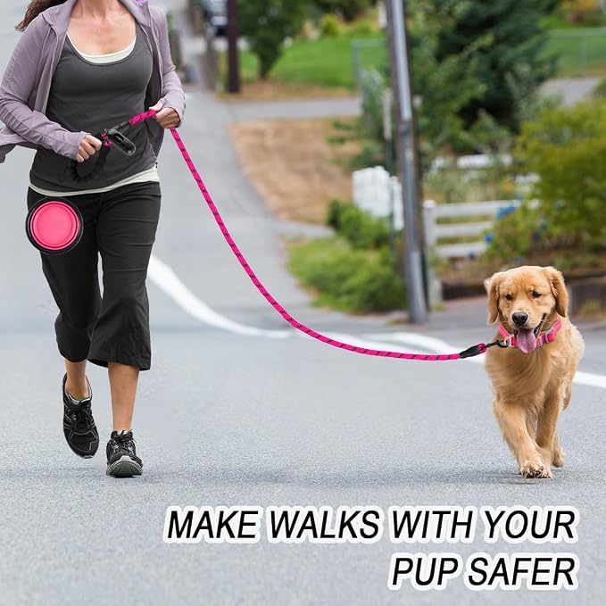 BARKBAY Dog Leashes for Large Dogs Heavy Duty Dog Leash 4/5/6 FT with Comfortable Padded Handle and Highly Reflective Threads for Medium Large Dogs Walking Training Running (6FT-1/2'',Fushcia) - Image 3