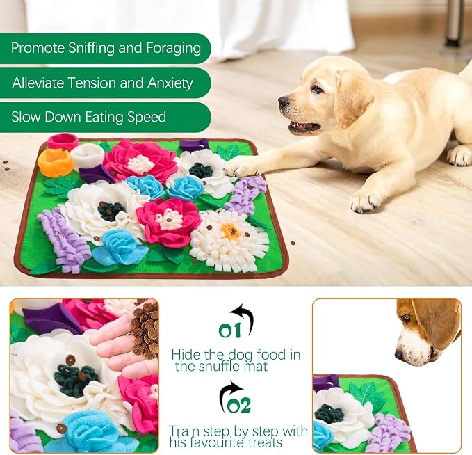 Snuffle Mat for Dogs Pet Treats Feeding Mat for Small/Medium Breed Dogs Non-Slip/Portable/Durable Interactive Dog Puzzle Toys Encourages Natural Foraging Skills (Green) - Image 2