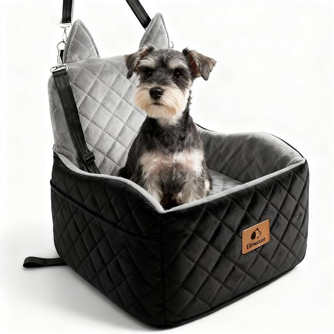 6" Elevated Dog Car Seat Bed for Small & Medium Dogs up to 35 lbs – Memory Foam Pet Booster Seat with Washable Cover & Safety Tether by Unknown