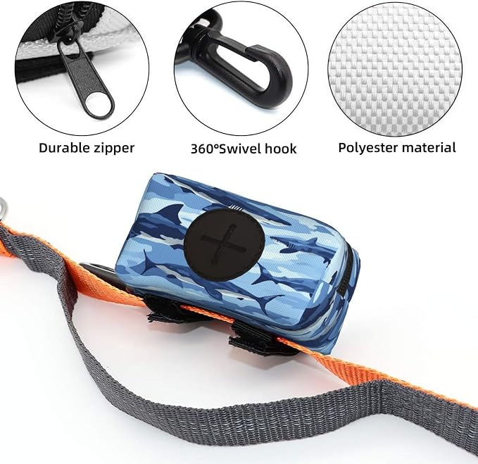 Dog Poop Bag Holder for Leashes - Lightweight Pet Waste Bags Dispenser Doggy Zippered Pouch for Puppy Walking Accessories(Camouflage Shark) - Image 4