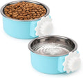 Hypeety Dog Crate Water Bowl No Spill Hanging Attachable Bowls for Kennel | Durable stainless steel, pet food dishes, with non-slip base, easy to clean, for small dogs/cats/rabbits/parrots, 2pcs, blue by Hypeety