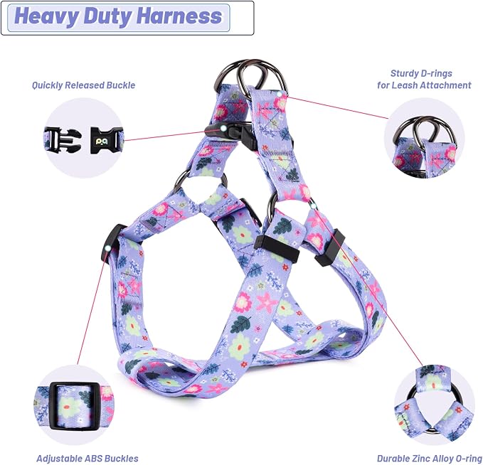 Dog Harness Leash Set Adjustable Heavy Duty No Pull Halter Harnesses for Small Medium Large Breed Dogs Back Clip Anti-Twist Perfect for Walking - Image 3