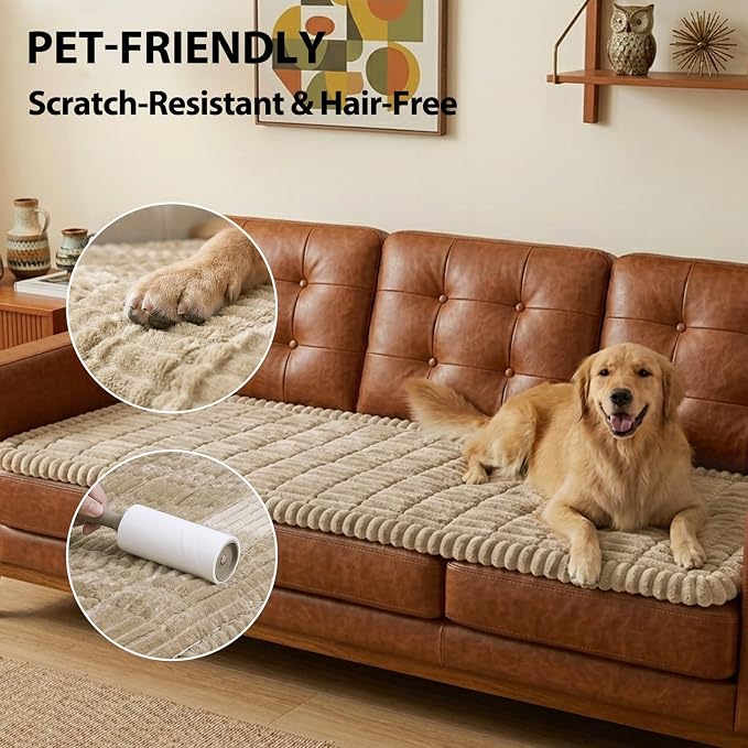 Fixwal Waterproof Flannel Dog Couch Cover, 27.6" x 94.5", Coffee | Integrated TPU Barrier, Non-Slip Backing, Machine Washable, Pet Friendly, Easy Clean Pet Hair, Soft Sofa Cushion Protector - Image 6