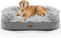 iweepet Fluffy Calming Orthopedic Dog Beds for Large & Extra Large Dogs, Supportive Dog Sofa Bed with 3.7 inch 28D Egg-Crate Foam, Removable Washable Plush Cover, Waterproof Lining,44’’,Grey by iweepet