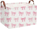 Sanjiaofeng Rectangular Kids Basket Pink Storage Bins,Girls Storage Baskets with Handles.Clothers,Toys,Books,Kid's Gifts Storage. (Pink Bowknot) by Sanjiaofen
