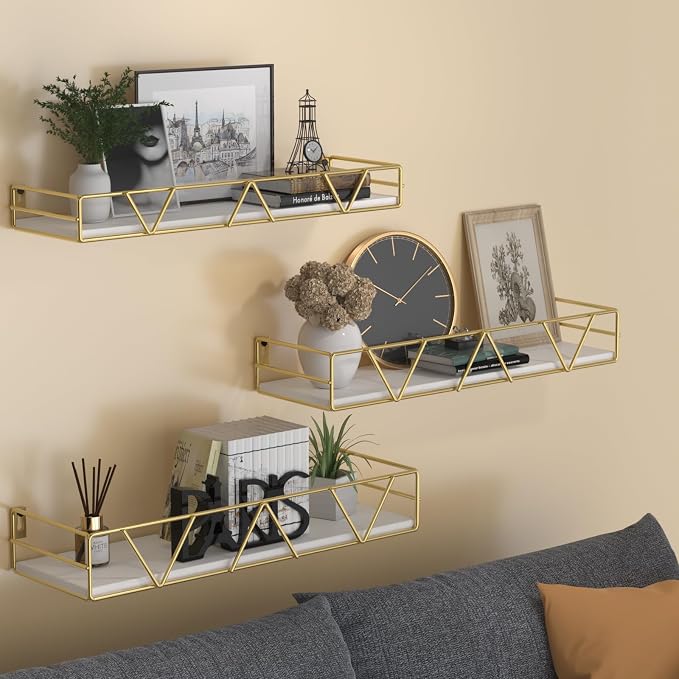 Floating Shelves Set of 3, Wood Wall Shelf, Farmhouse Shelf for Bedroom | Wall Mounted Floating Shelf for Living Room, Bedroom, Bathroom, Kitchen, Office - Image 2