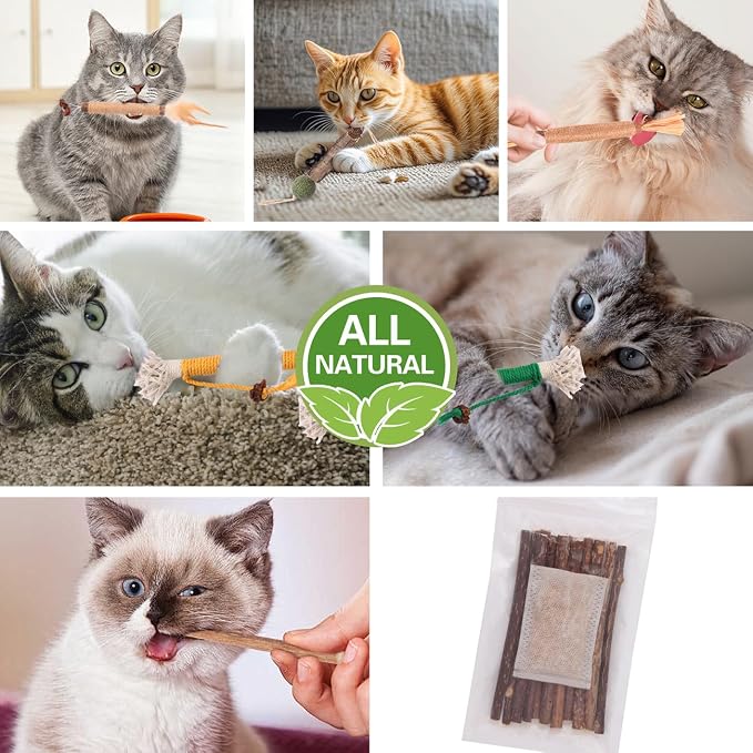 Kyouki Cat Toys Cat Chew Toys, Silvervine Sticks Catnip Rope Toys for Cats Teeth Cleaning, Kitten Dental Care, Kitty for Indoor Cats Increase Appetite,Enhances Oral & Dental Health (20 Pack) - Image 2