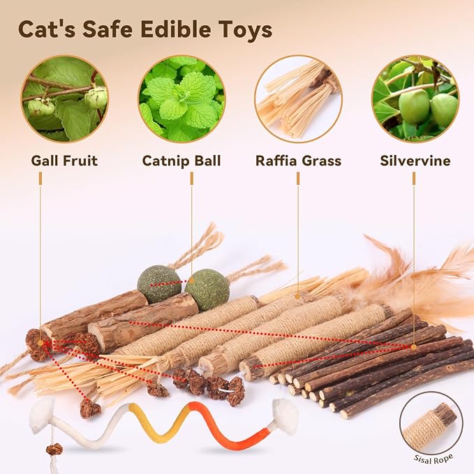 Kyouki Cat Toys Cat Chew Toys, Silvervine Sticks Catnip Rope Toys for Cats Teeth Cleaning, Kitten Dental Care, Kitty for Indoor Cats Increase Appetite,Enhances Oral & Dental Health (21 Pack) - Image 6