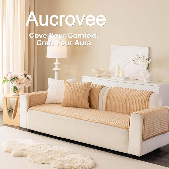 Velvet Washable Dog Couch Cover, Non-Slip Waterproof Pet Sofa Protector for 2-Cushion Sectional, L-Shaped Sofa & Loveseat, Machine Washable(1PC/27.6"x59.1",Khaki) - Image 3