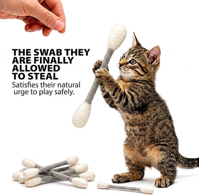 Glaciart One Swabs Cat Toys with Catnip - 6 Pk | Durable for Chew, Cute Cat Toys Interactive Kitty for Boredom, Exercise, & Play | Filled w/Organic Catnip for Anxiety & as Digestive Aid | Gift Idea - Image 3
