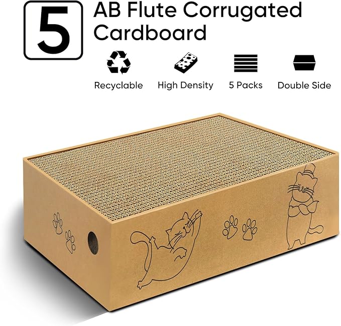 Cat Scratcher, 10 Packs in 1 Cardboard Box Cat Scratching Pad for Indoor Cats and Kitten, Cat Scratch Pad to Protect Furniture, Large Size - Image 4